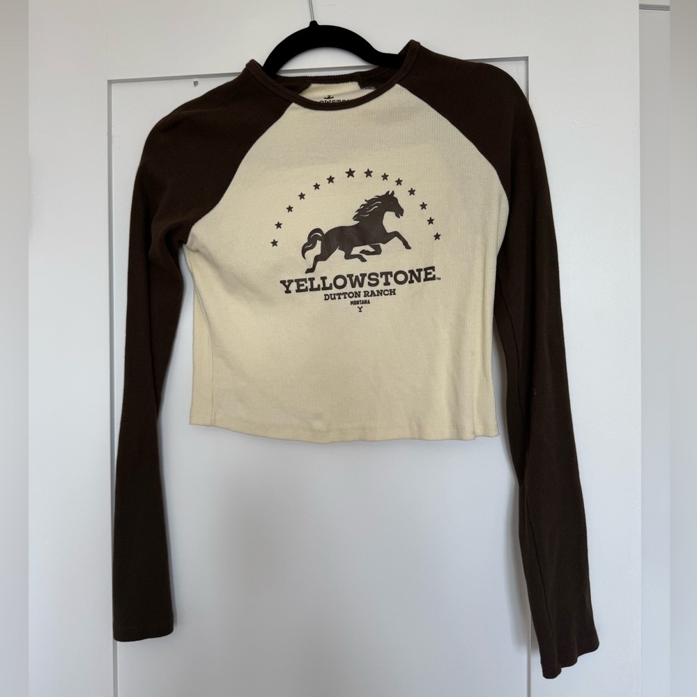 Yellowstone long sleeve cropped ribbed shirt